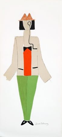 リトグラフ Delaunay - 1921 costume for Dada party in Paris