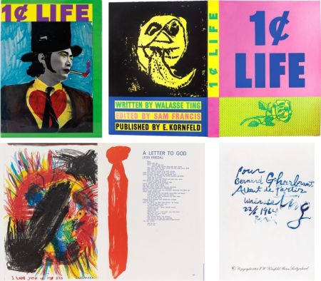 挿絵入り本 Lichtenstein - 1¢ LIFE (One Cent Life) by Walasse Ting. Exemplaire dédicacé au pinceau (1964)