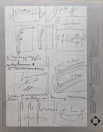 オフセット Beuys - „6. Montagabend. Celtic +~~~~ Aktion Joseph Beuys und Henning Christiansen“, 1971.