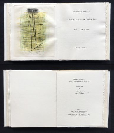 挿絵入り本 Picasso - A. Artaud: AUTRE CHOSE QUE DE L'ENFANT BEAU. Rare gravure originale en couleurs (1957)