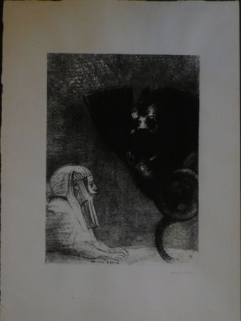 リトグラフ Redon - A Gustave Flaubert,le sphinx