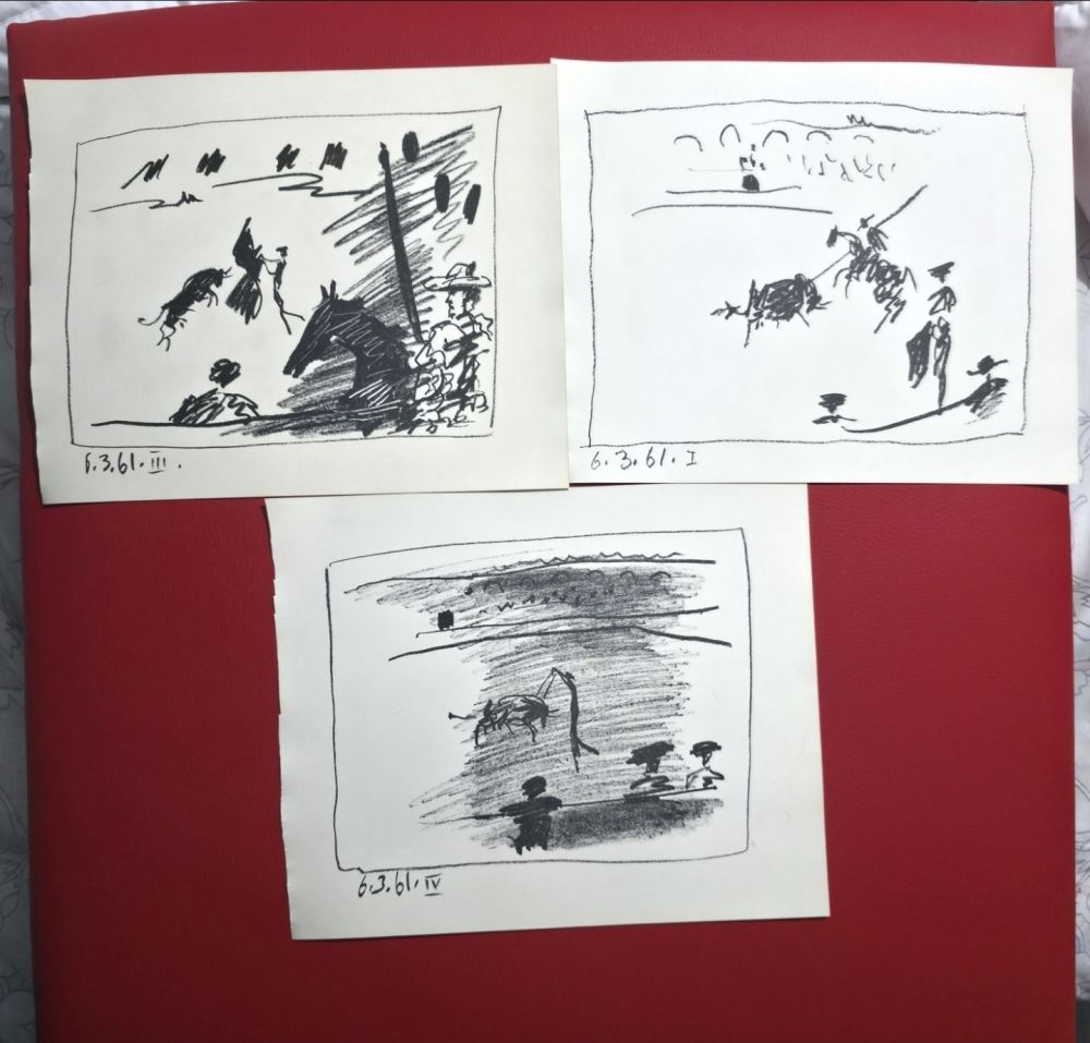 リトグラフ Picasso - A Los Toros Avec Picasso- 3 plates