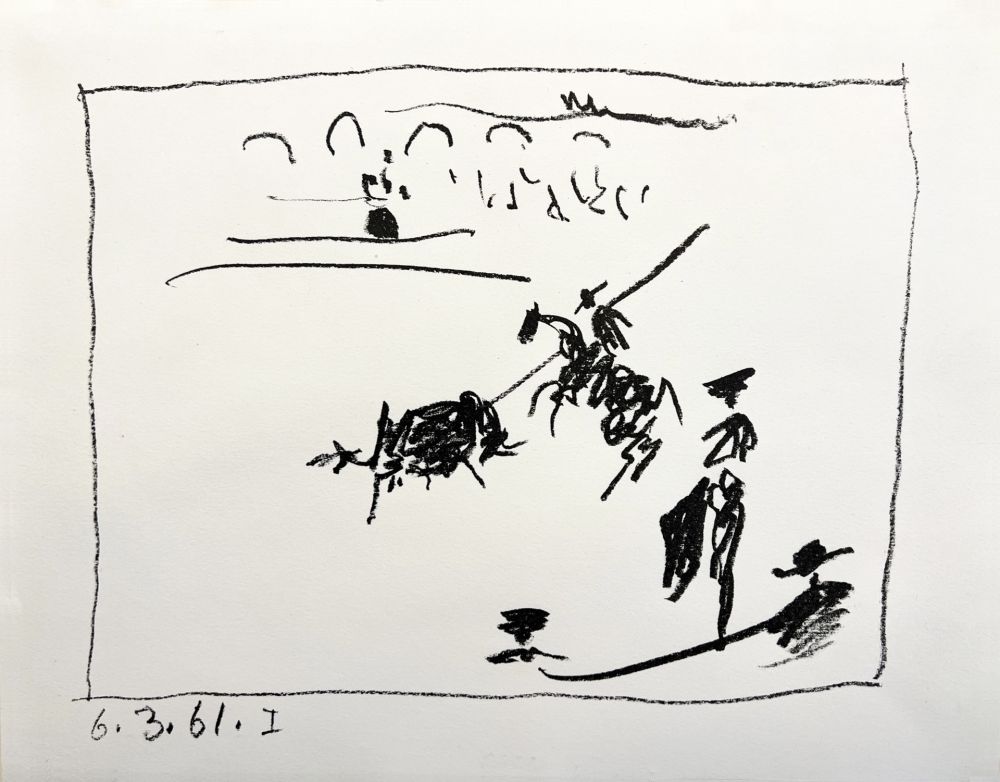 リトグラフ Picasso - (A los toros) LA PIQUE. Lithographie originale. 1961