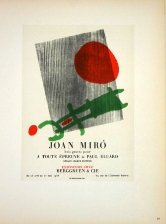 リトグラフ Miró - A Toute Epreuve de Paul Eluard