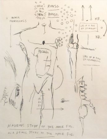 シルクスクリーン Basquiat - Academic Study of the Male Figure