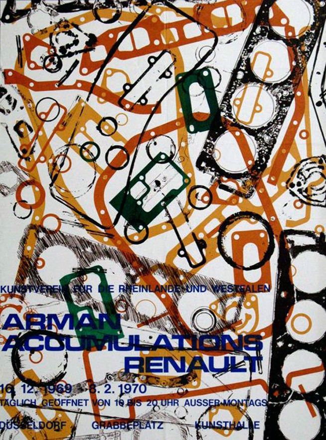 リトグラフ Arman - '' Accumulations Renault ''  -  Dusseldorf