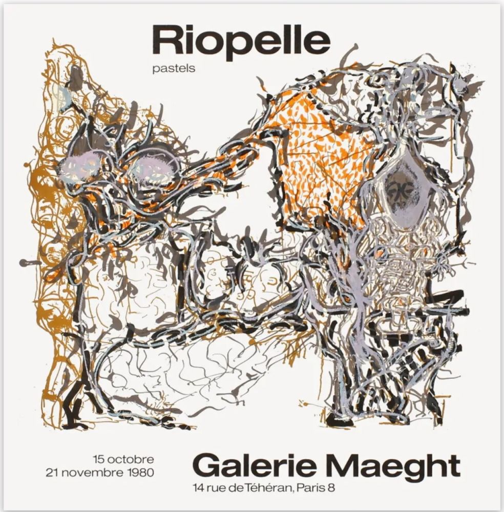 掲示 Riopelle - Affiche lithographique originale de la Galerie Maeght 1980.