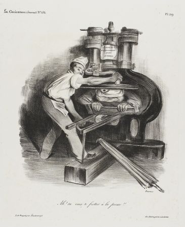 リトグラフ Daumier - Ah! Tu veux te frotter à la presse!!! (Ah! You want to mess with the press!!)
