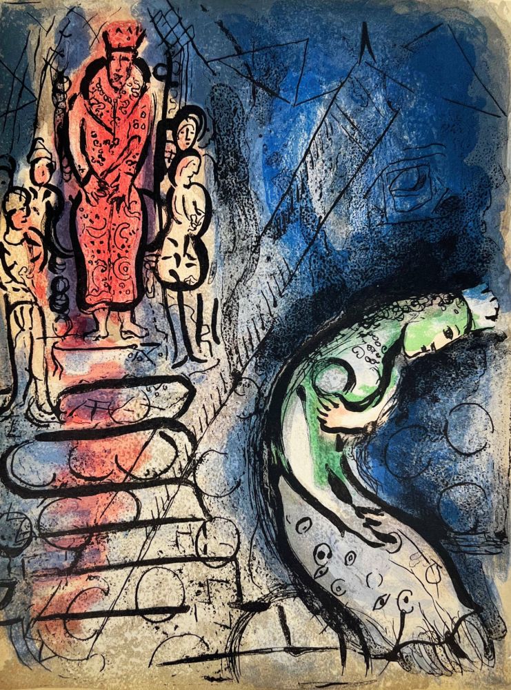 リトグラフ Chagall - Ahasuerus Sends Vasthi Away