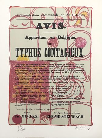 リトグラフ Alechinsky - Alerte au typhus contagieux en Belgique