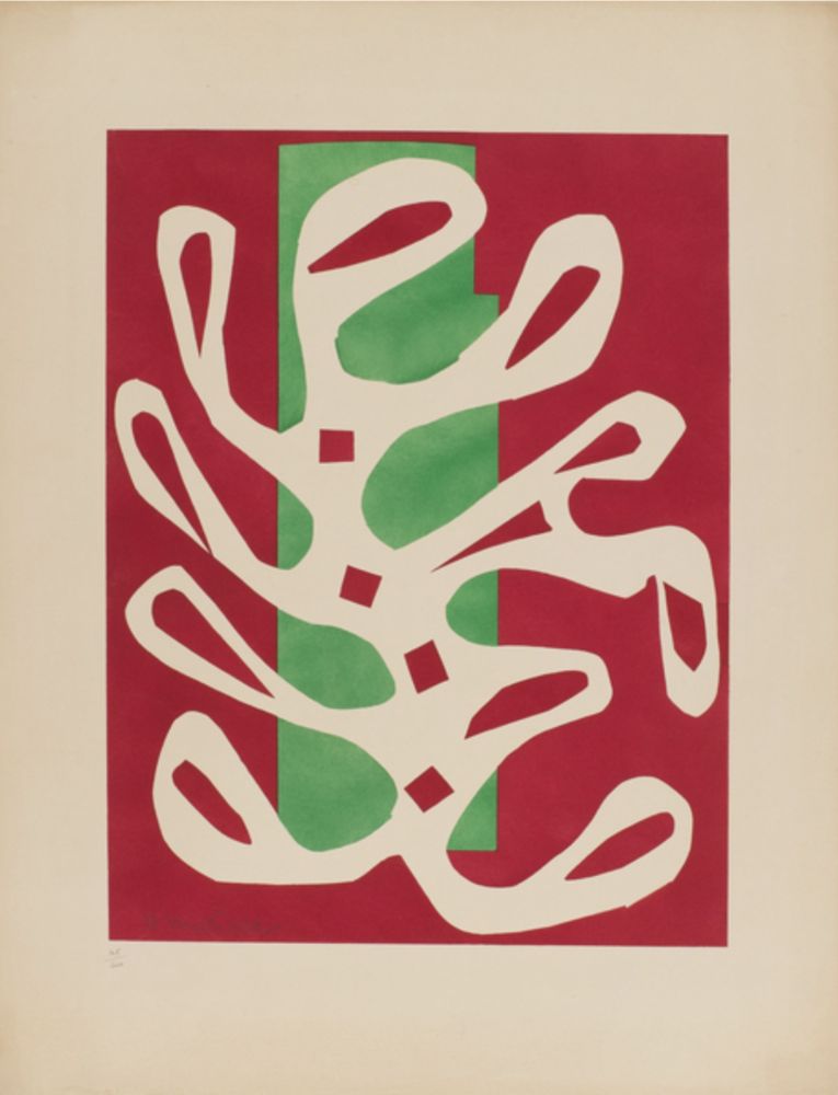 多数の Matisse - Algue blanche sur fond rouge et vert Executed