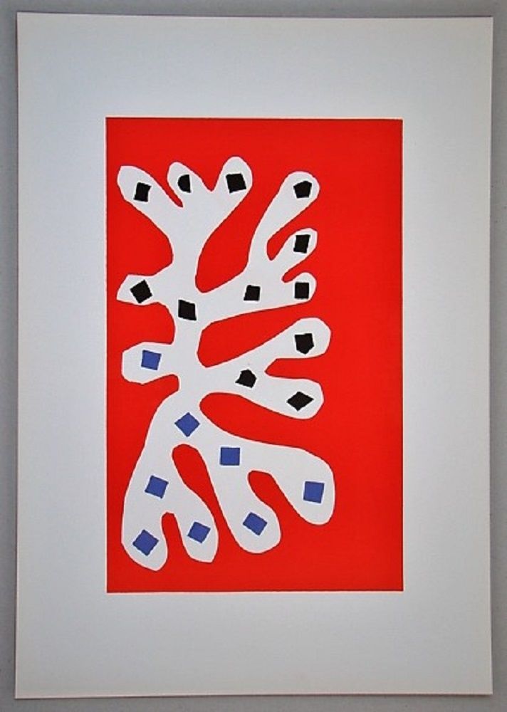 リトグラフ Matisse - Algue sur fond rouge 