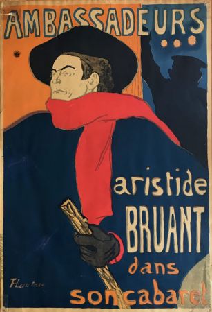 リトグラフ Toulouse-Lautrec - Ambassadeurs - Aristide Bruant dans son cabaret (création 1892)