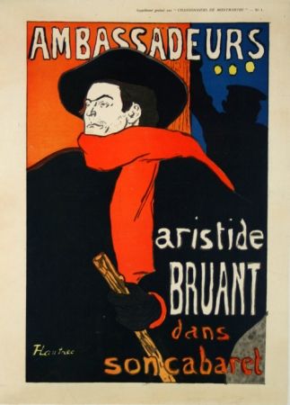 リトグラフ Toulouse-Lautrec -   Ambassadeurs  Aristide Bruant
