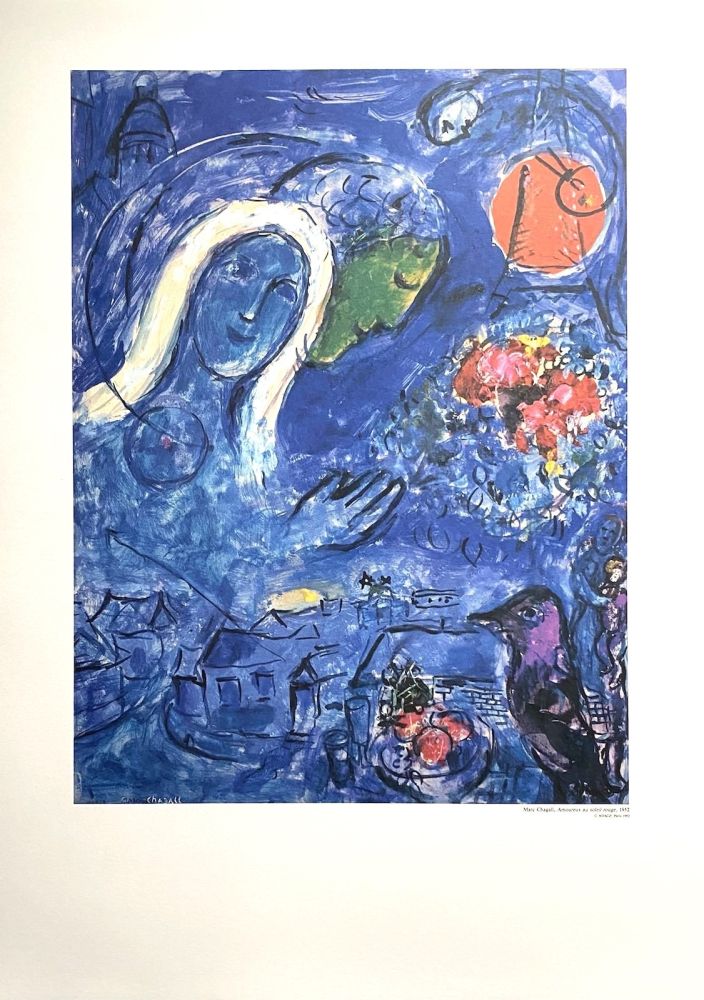 掲示 Chagall (After) - Amoureux au soleil rouge