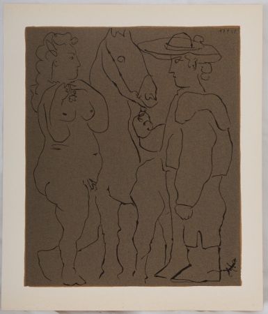 リノリウム彫版 Picasso - Amoureux et cheval