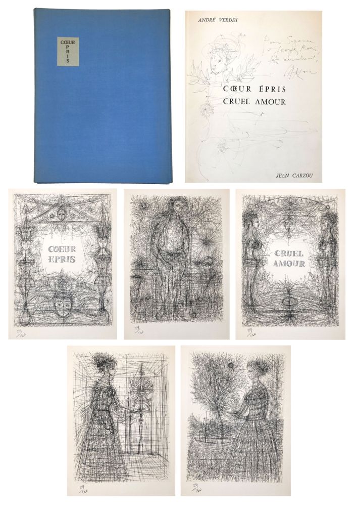 挿絵入り本 Carzou - André VERDET Coeur épris, cruel amour. Pointes sèches originales de Jean Carzou