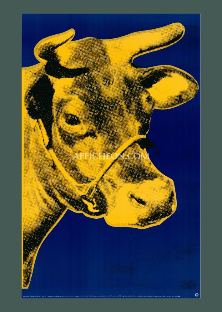 リトグラフ Warhol - Andy Warhol: 'Cow (Blue)' 1992 Offset-lithograph