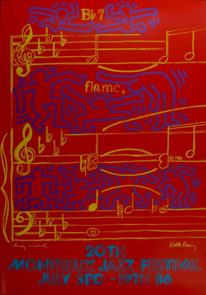 シルクスクリーン Haring - (& Andy Warhol) Montreux Jazz Festival, 1986