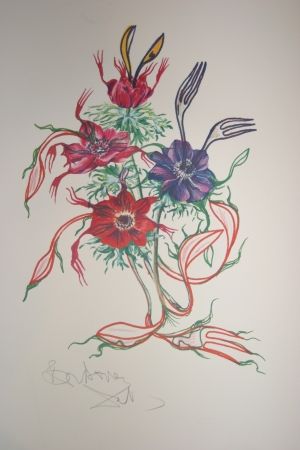 リトグラフ Dali - Anemone (surrealistic flowers)