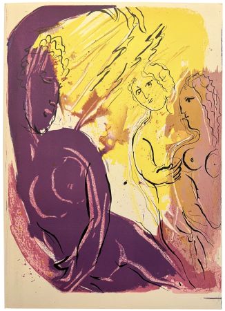 リトグラフ Chagall - ANGE DU PARADIS. Lithographie originale pour LA BIBLE. 1956.