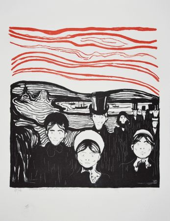 リトグラフ Munch - ANGST / ANXIETE 1896