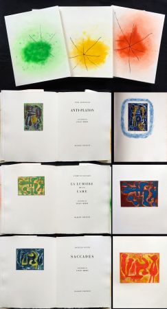挿絵入り本 Miró - ANTI-PLATON - LA LUMIÈRE DE LA LAME - SACCADES. 3 volumes. 24 EAUX-FORTES (1962).
