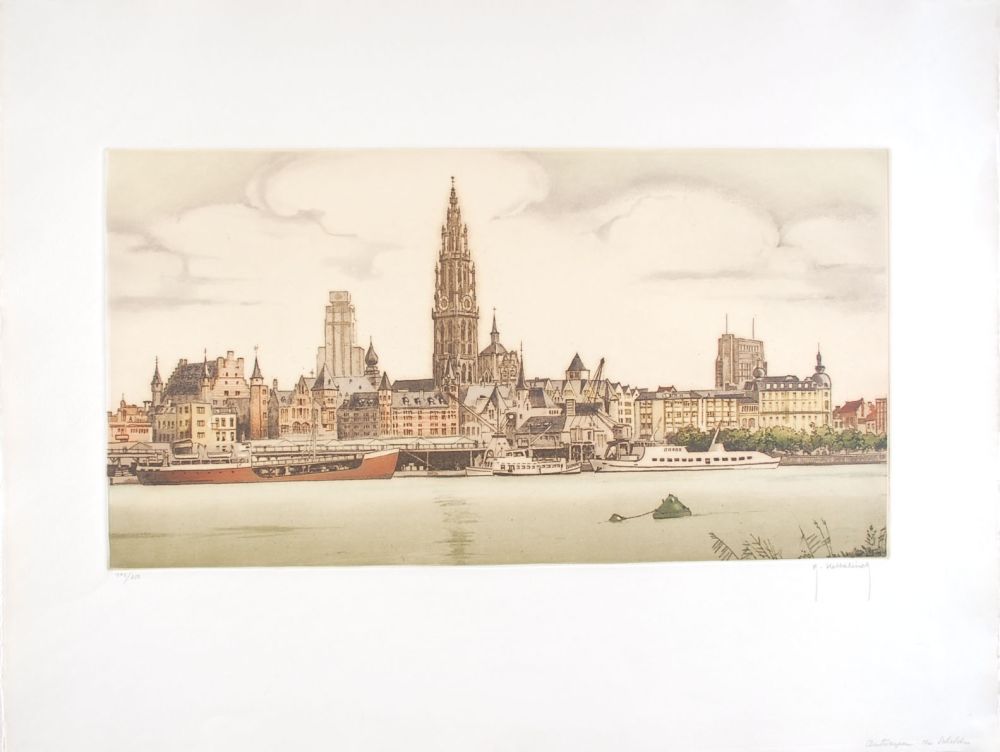 エッチング Hebbelinck - Anvers : De Schelde