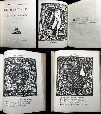 挿絵入り本 Dufy - Apollinaire : LE BESTIAIRE ou le Cortège d'Orphée. Bois de Raoul Dufy (1911)