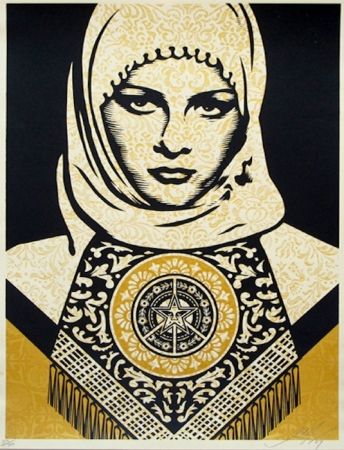 シルクスクリーン Fairey - Arab Woman (Gold)