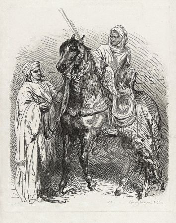 彫版 Chassériau - Arabe montant en selle / Cavalier arabe partant pour la guerre