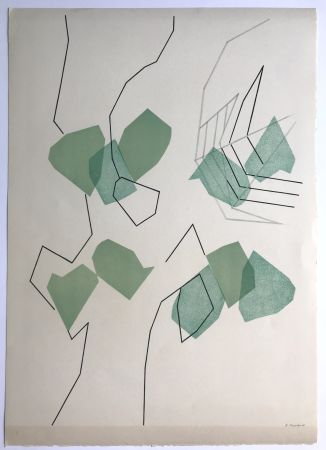 リトグラフ Beaudin - Arbre et feuilles I ( (feuilles évadées)