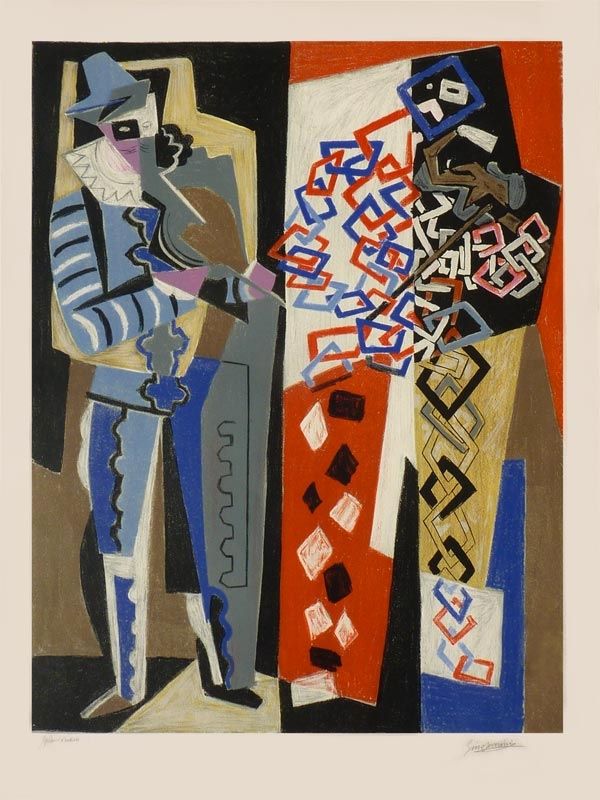 リトグラフ Severini - Arlecchino e Pedrolino