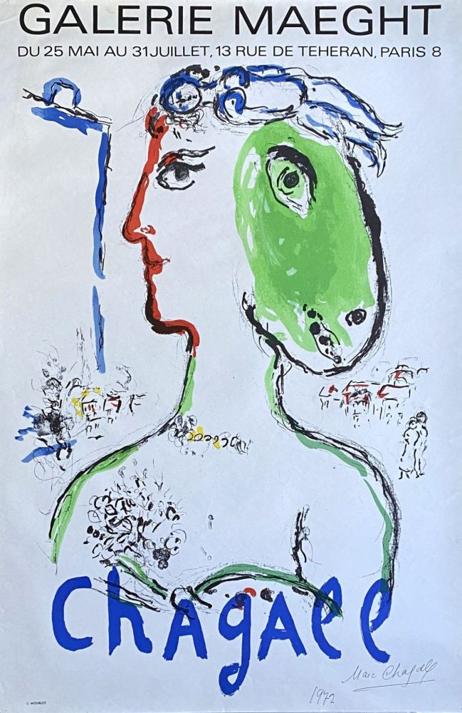 リトグラフ Chagall - Artiste Phénix (signée au stylo)