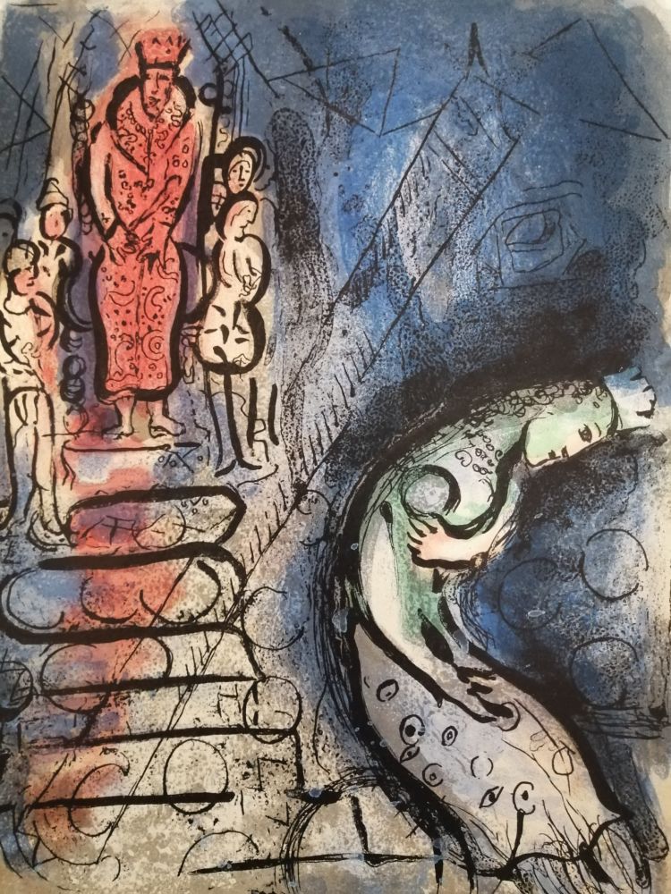 リトグラフ Chagall - Assureus chasse Vasthi