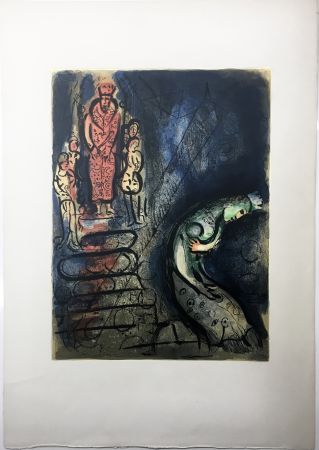 リトグラフ Chagall - ASSUÉRUS CHASSE VASTHI (Dessins pour la Bible. 1960)