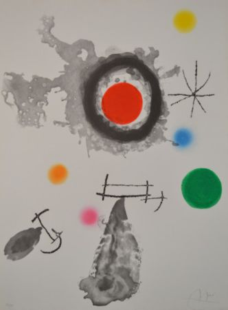 エッチングと　アクチアント Miró - Astre Et Fumee - D424