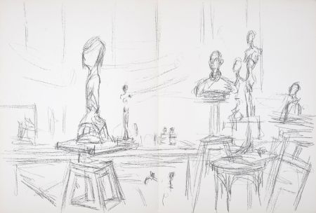 リトグラフ Giacometti - Atelier et sculptures, 1961