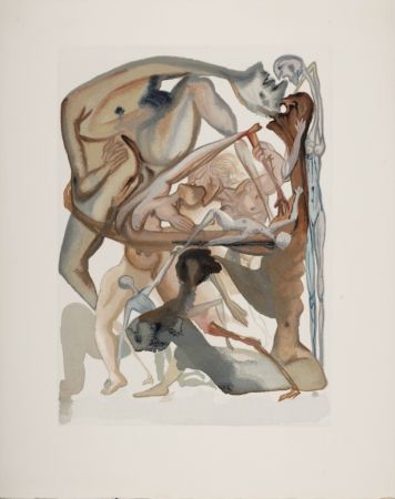 木版 Dali - Au bord du 7ème Bolge, 1963