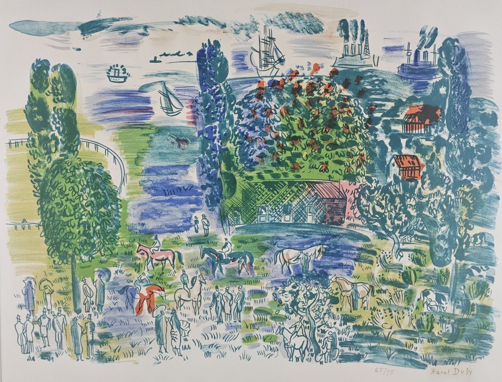 リトグラフ Dufy - Au Paddock