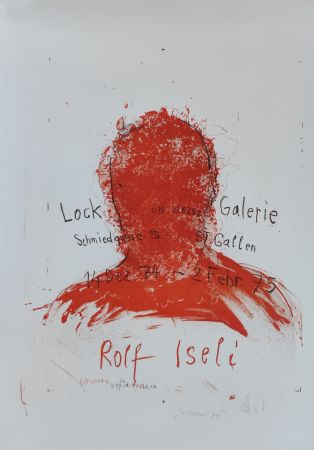 リトグラフ Iseli - Ausstellungsplakat Lock Galerie, St. Gallen, 14.12.1974-2.2.1975.