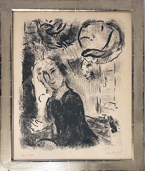 リトグラフ Chagall - Autoportrait au visage gris