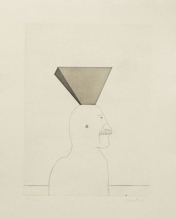 エッチングと　アクチアント Wunderlich - Autoportrait avec pyramide