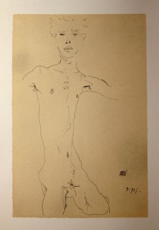 リトグラフ Schiele - AUTOPORTRAIT / SELF-PORTRAIT - Lithographie / Lithograph - 1912