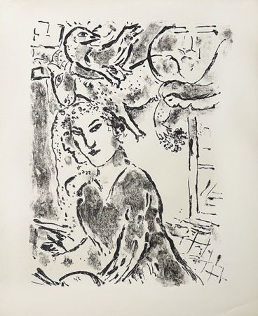 リトグラフ Chagall - Autoportrait à la fenêtre