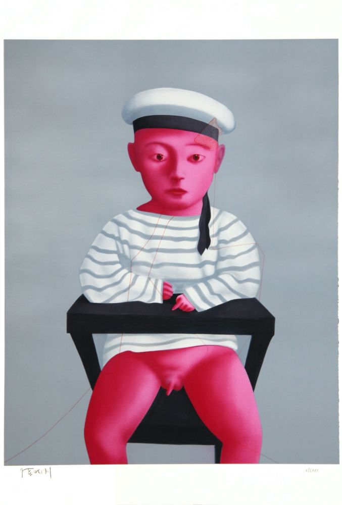 リノリウム彫版 Xiaogang - Baby in a Sailor Suit - Planche No. 18