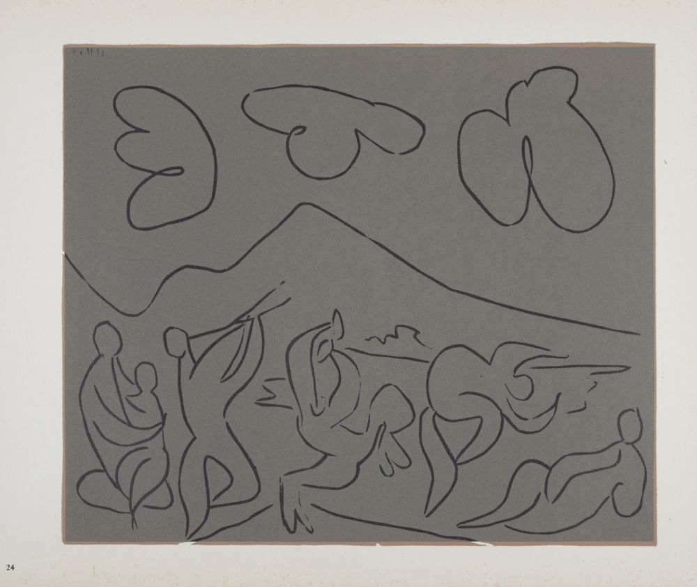 リノリウム彫版 Picasso (After) - Bacchanale, 1962