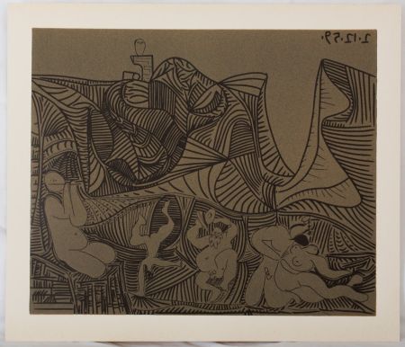 リノリウム彫版 Picasso - Bacchanale : Danse de nuit au hibou