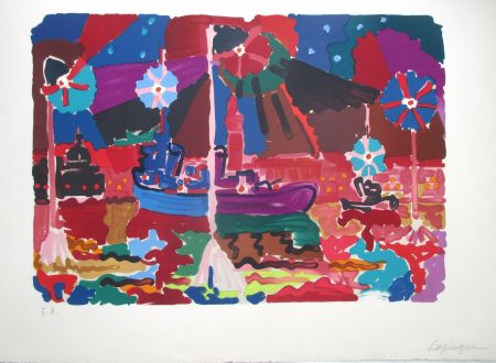 リトグラフ Lapicque - Bassin de Saint Marc, La Nuit