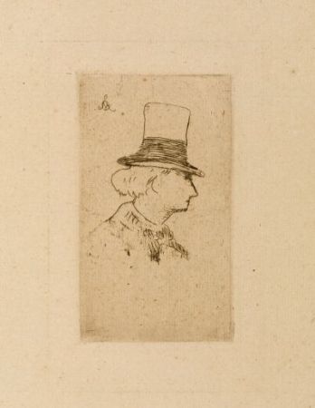 エッチング Manet - Baudelaire de profile en chapeau II